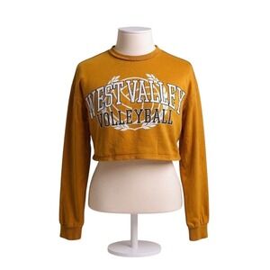 H&M Divided West Valley Volleyball Cropped Long Sleeve Graphic Tee Yellow XS